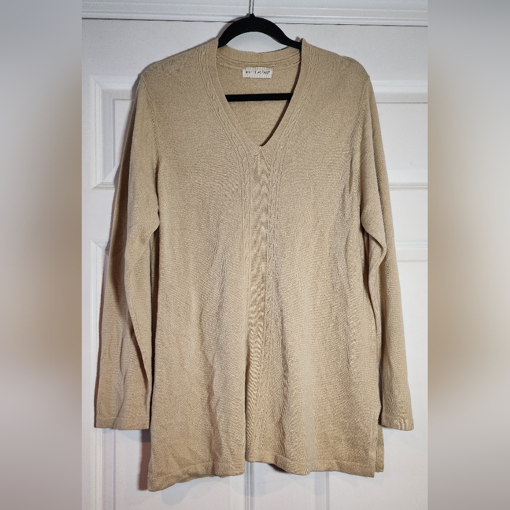 White Stag Soft Beige Sweater No Size Approx 12in P2P 30in Length